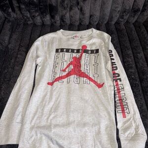 Jordan Kids Gray and Red Long Sleeve Tee
